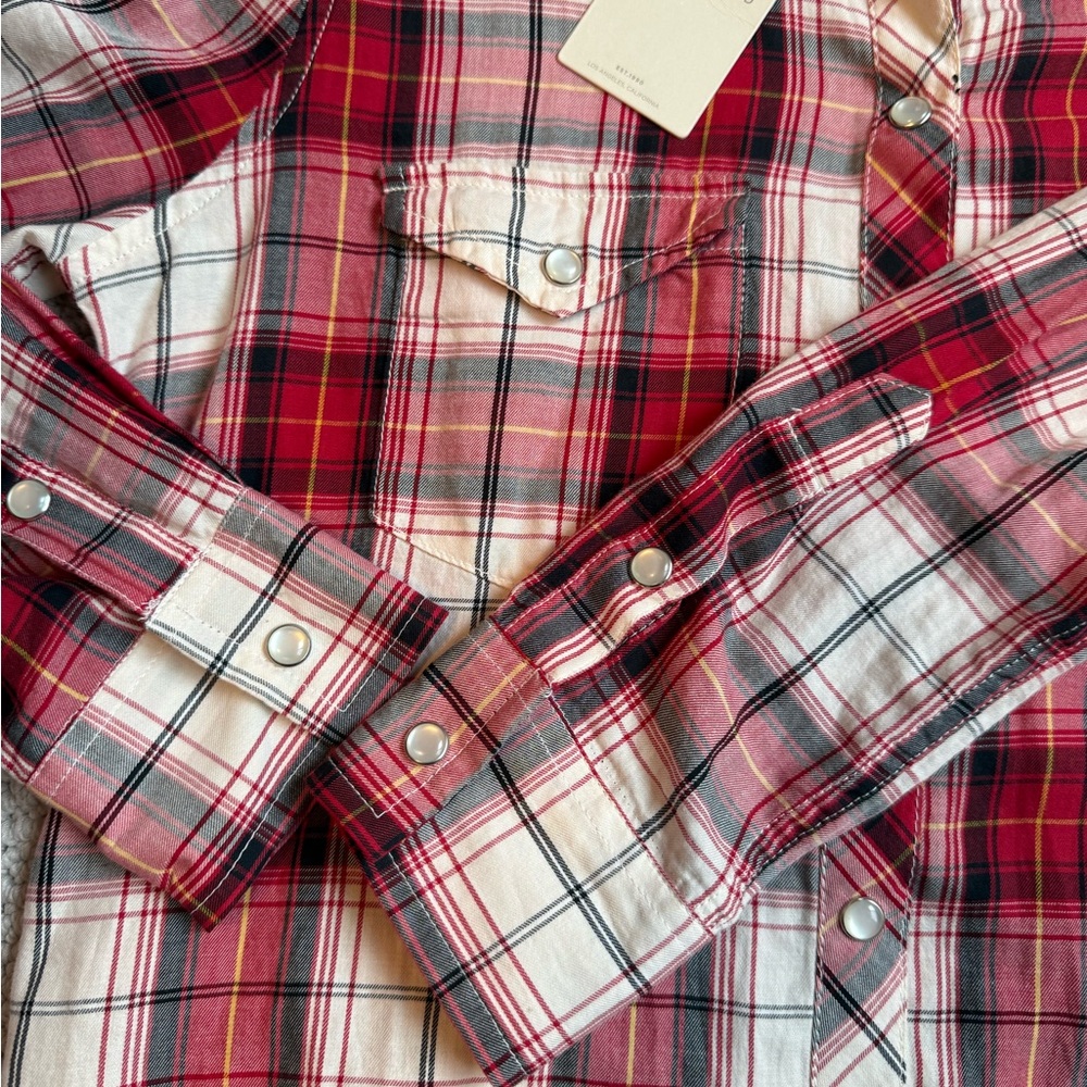 Lucky Brand Red Multi Western Plaid Shirt Size Small NWT NEW - Picture 4 of 6